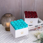 Preserved Real Roses in a Box, Rose Box Gifts for Her, Eternal Roses in a Box, Romantic Gifts for Her, Gift Box for Her/Women/Mother/Friend (16 Blue Roses, Square White Box)