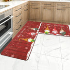 Christmas Kitchen Rug Set of 2 Farmhouse Kitchen Floor Mat Carpet No Slip Christmas Kitchen Mat Set for Floor Door Mat Runner Rug Machine Washable, 32"X20"+20"X59"