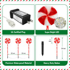 Set of 6 28Inch Christmas Pathway Light Lollipop Candy Marker Waterproof Outdoor Christmas Decor Light