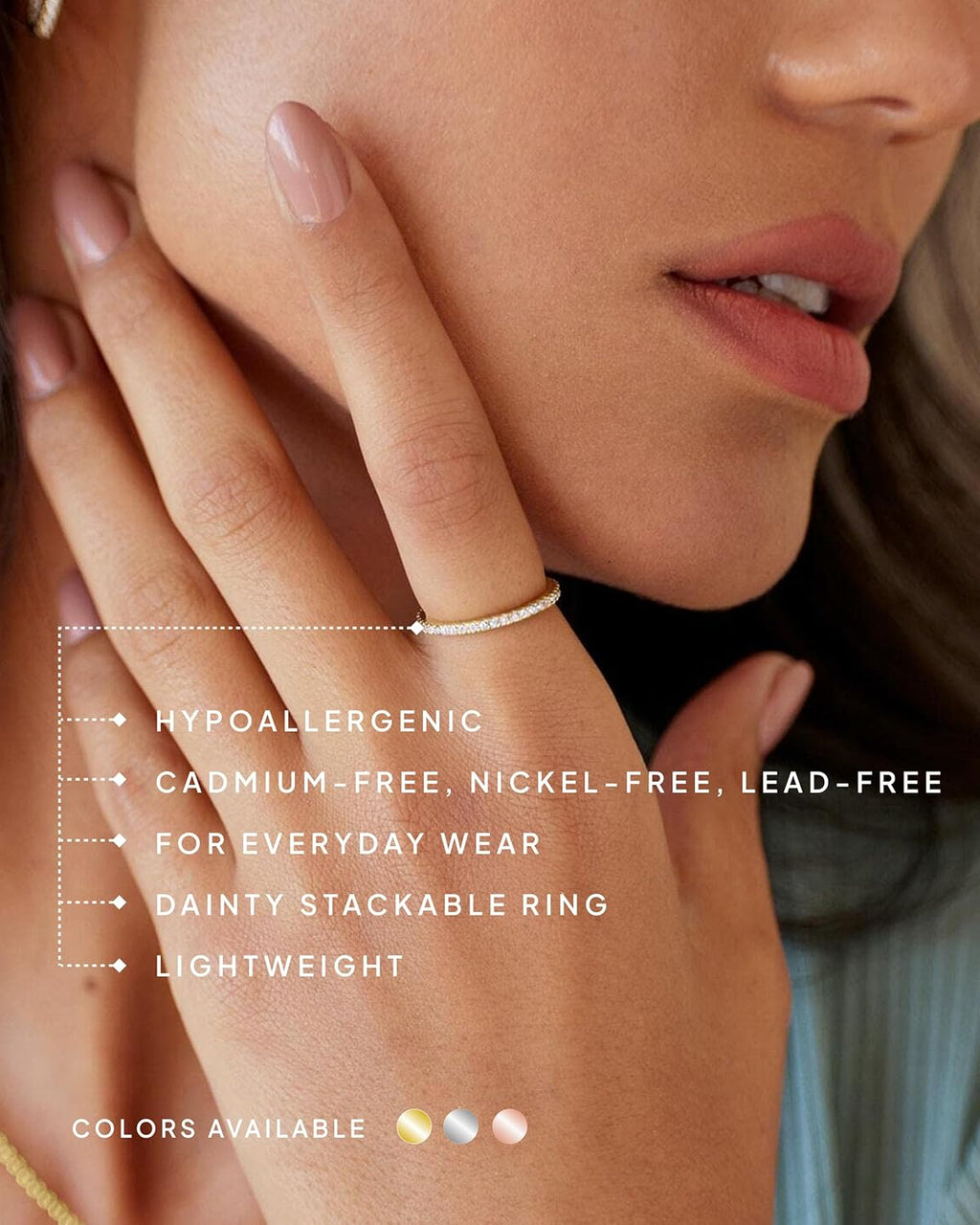 14K Gold Plated Solid 925 Sterling Silver CZ Simulated Diamond Stackable Ring Eternity Bands for Women