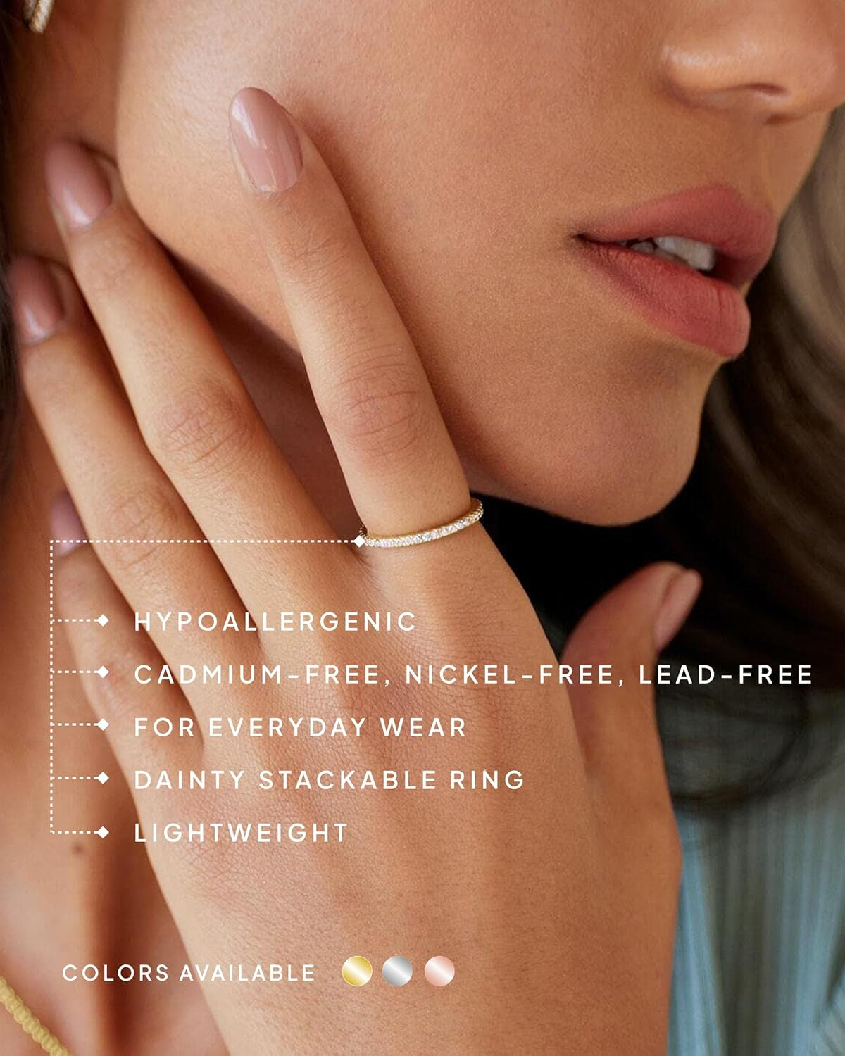 14K Gold Plated Solid 925 Sterling Silver CZ Simulated Diamond Stackable Ring Eternity Bands for Women