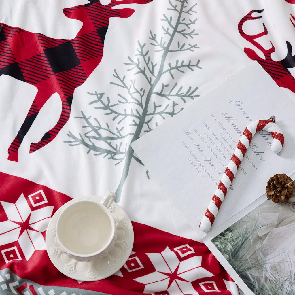 Christmas Throw Blanket, Soft Cozy Fleece Sherpa Fuzzy Blanket, Warm Plush Fluffy Flannel Throw Blanket Fall Winter for Couch Bed 50" X 60"