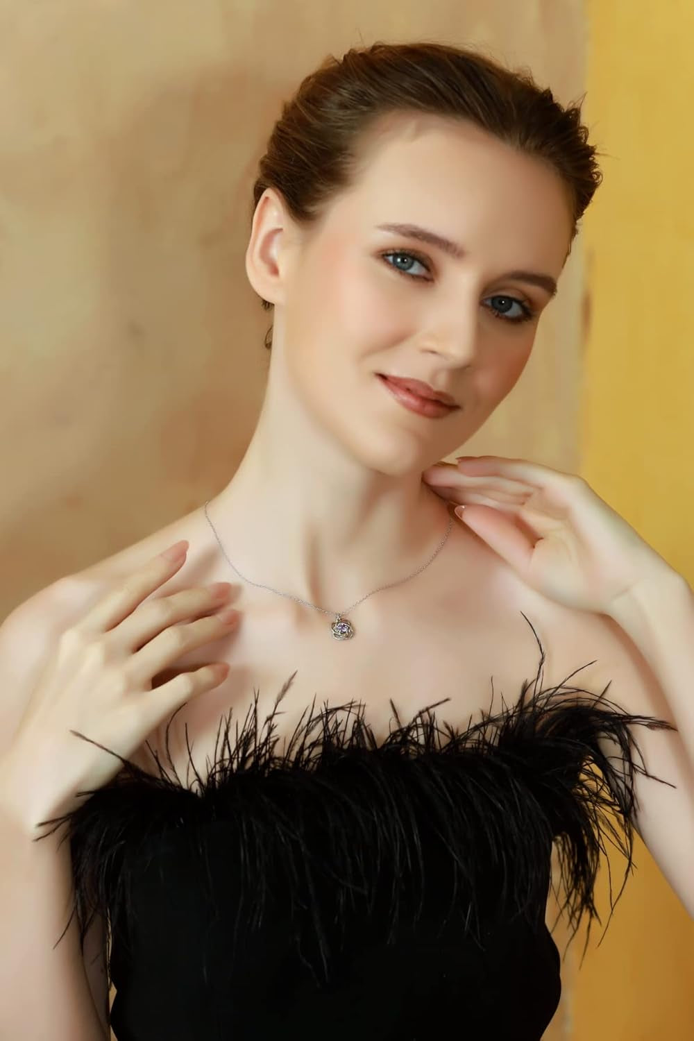 Sterling Silver Love Knot Necklace for Women, Necklace, Genuine or Synthetic Gemstone Birthstone Pendant