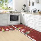 Christmas Kitchen Rug Set of 2 Farmhouse Kitchen Floor Mat Carpet No Slip Christmas Kitchen Mat Set for Floor Door Mat Runner Rug Machine Washable, 32"X20"+20"X59"