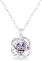 Sterling Silver Love Knot Necklace for Women, Necklace, Genuine or Synthetic Gemstone Birthstone Pendant