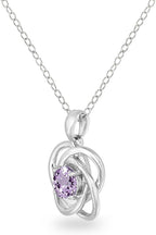 Sterling Silver Love Knot Necklace for Women, Necklace, Genuine or Synthetic Gemstone Birthstone Pendant