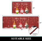 Christmas Kitchen Rug Set of 2 Farmhouse Kitchen Floor Mat Carpet No Slip Christmas Kitchen Mat Set for Floor Door Mat Runner Rug Machine Washable, 32"X20"+20"X59"